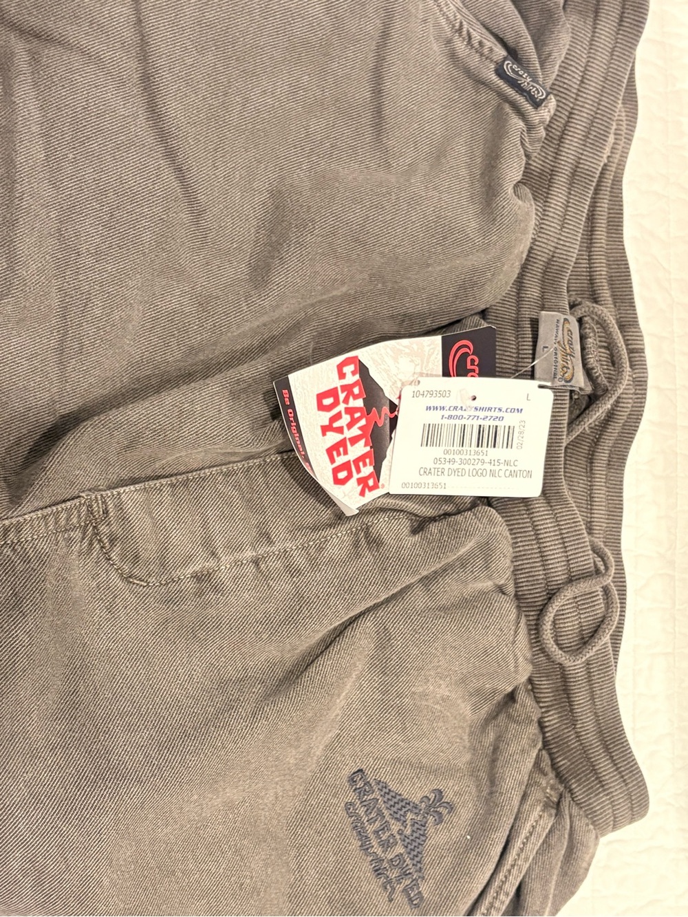 Crater Dyed Gray Men's Sweatpants with Elastic Cuff